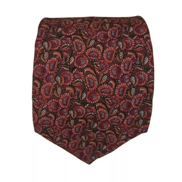 SALVATORE FERRAGAMO Red Floral Silk Tie ITALY 57